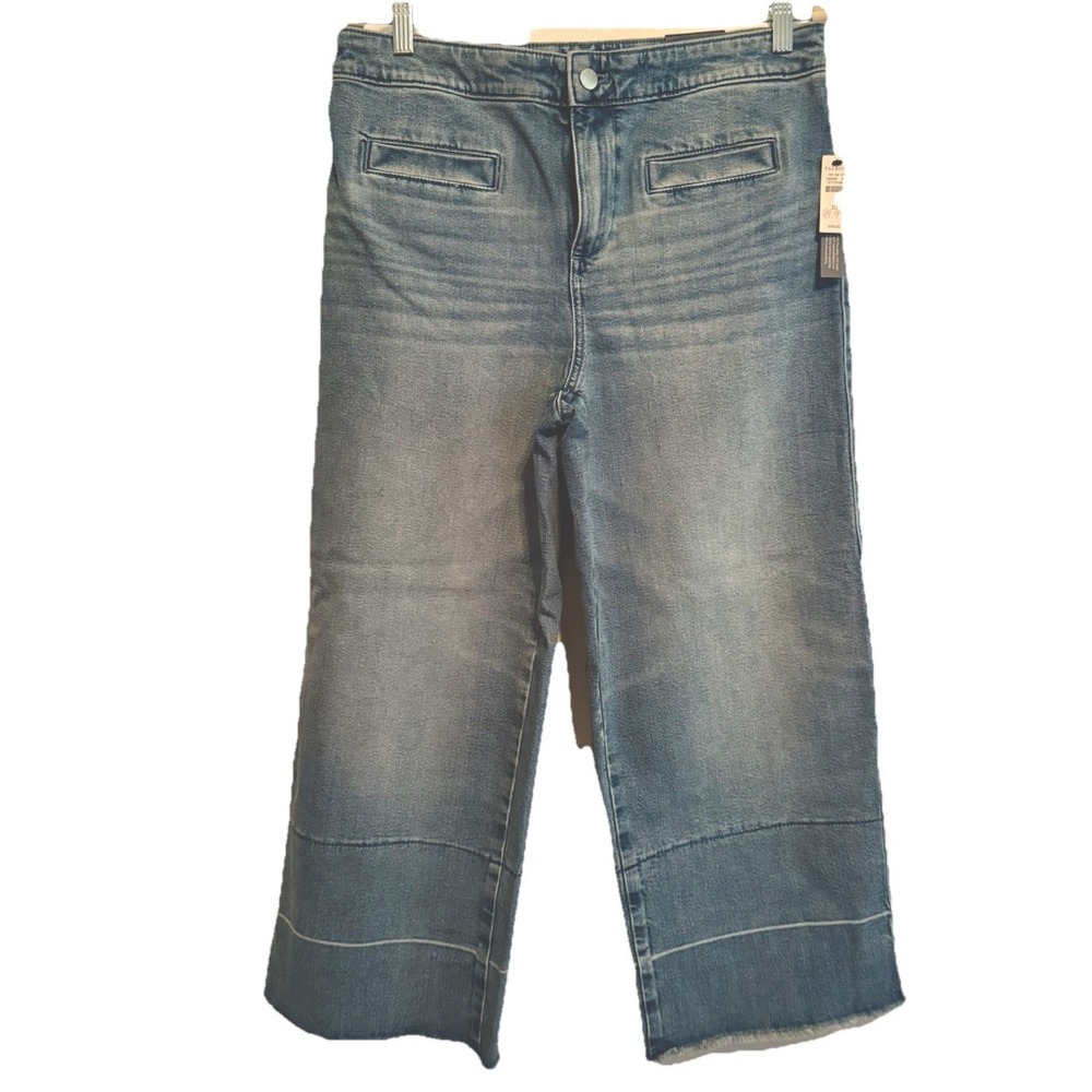 Talbots Wide Leg Crop Jean Mattituck Wash Blue Stretch Denim Size 10 NEW Cotton - Picture 2 of 10